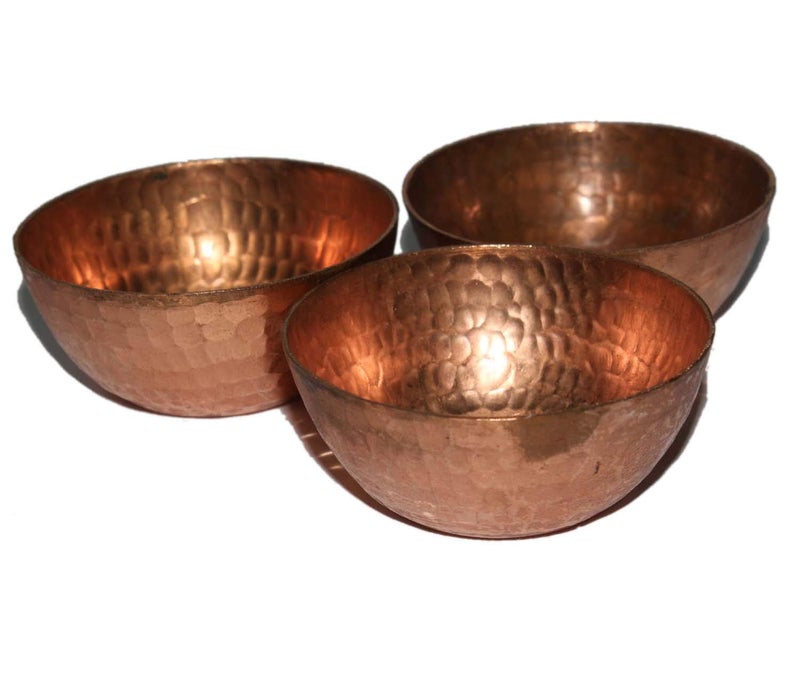 Daddy Shoppe Handmade Hammered Copper Tea Light Holder Set of 3 Votive Holders -2.5X1 DH inches Party Decoration - Image 4